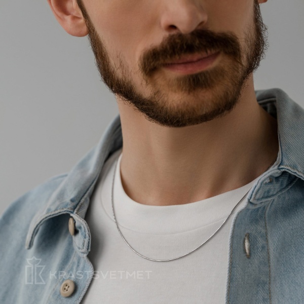 Цепь из белого золота 585, плетение «Снейк»